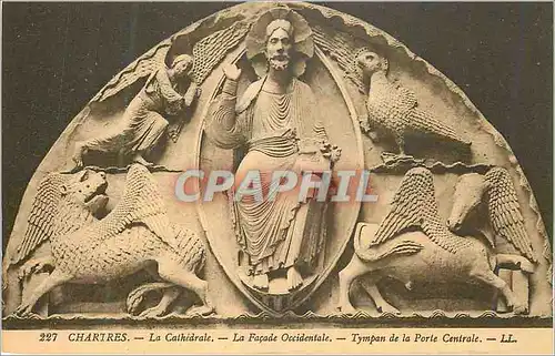 Cartes postales Chartres La Cathedrale La Facade Occidentale Tympan de la Porte Centrale