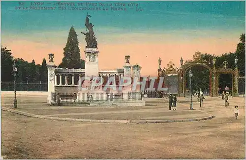 Cartes postales Lyon L'Entree du Parc de la Tete d'Or et le Monument des Legionnaires du Rhone