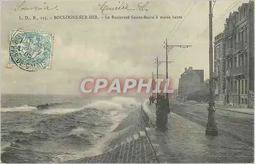 Cartes postales Boulogne sur Mer Le Boulevard Sainte Beuve a Maree Haute