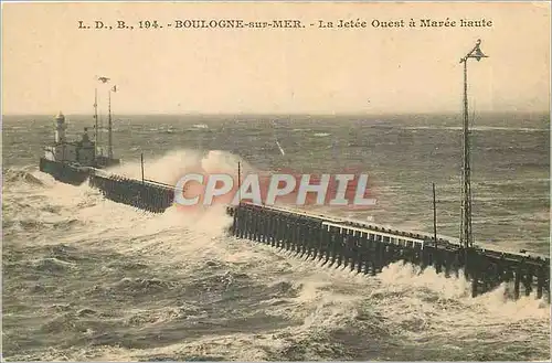 Cartes postales Boulogne sur Mer La Jetee Ouest a Maree Haute