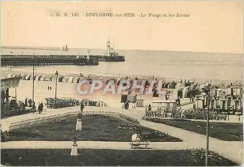 Cartes postales Boulogne sur Mer La Plage et les Jetees