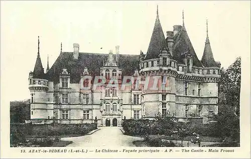 Cartes postales Azay le Rideau (I et L) Le Chateau Facade Principale