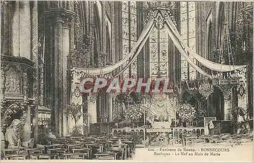 Cartes postales Environs de Rouen Bonsecours Basilique La Nef au Mois de Marie