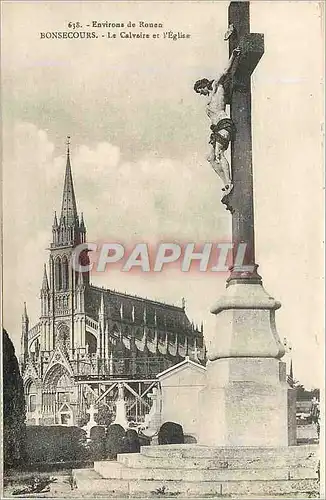 Cartes postales Environs de Rouen Bonsecours Le Calvaire et l'Eglise Christ
