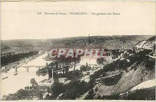 Cartes postales Environs de Rouen Bonsecours Vue Generale vers Rouen