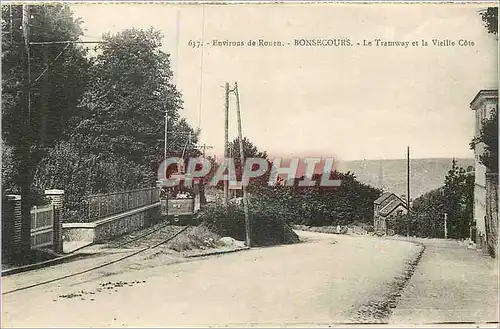 Ansichtskarte AK Environs de Rouen Bonsecours Le Tramway et la Vieille Cote