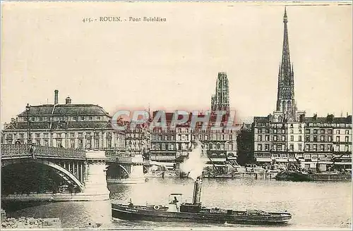 Cartes postales Rouen Pont Boieldieu Bateau