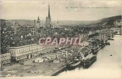 Ansichtskarte AK Rouen Les Quais Vue prise du Transbordeur Bateaux