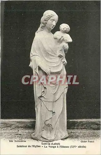 Cartes postales Lorris (Loiret) Interieur de l'Eglise La Vierge a l'Oiseau (XIVe Siecle)