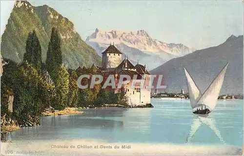 Cartes postales Chateau de Chillon et Dents du Midi Bateau