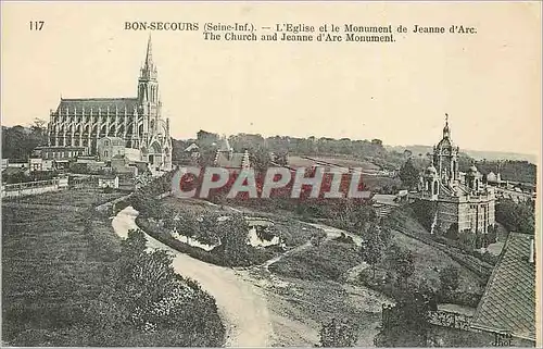 Cartes postales Bon Secours (Seine Inf) L'Eglise et le Monument de Jeanne d'Arc