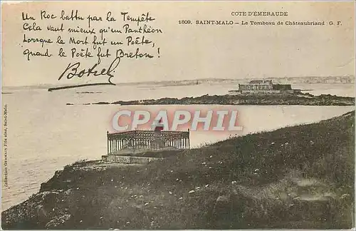 Cartes postales Saint Malo Cote d'Emeraude Le Tombeau de Chateaubriant Botrel