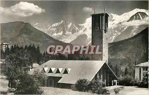 Cartes postales moderne Plateau d'Assy (Hte Savoie) Alt 1000 m Eglise (Novarina Arch) et le Mont Blanc