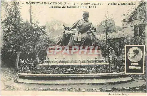 Cartes postales Nogent le Rotrou (E et L) Remy Bellau Poete Nogentais Bronze de Camille Gate 1897