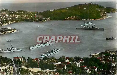 Moderne Karte Villefranche sur Mer L'Escadre en Rade et le Cap Ferrat Bateaux de guerre