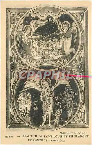 Cartes postales Psautier de Saint Louis et de Blanche de Castille XIIIe Siecle