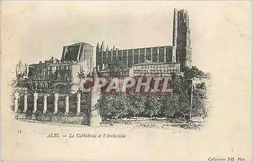 Cartes postales Albi La Cathedrale et l'Archeveche (carte 1900)
