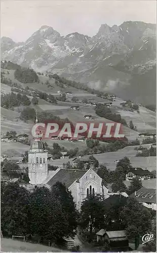 Moderne Karte Le Grand Bornand (Haute Savoie) L'Eglise et la Chaine des Aravis