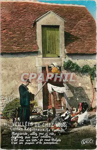 Cartes postales moderne Veillees de Chez Nous Contes Regionaux les Trois Trefles de Buzancais Facteur Postier Poules Fol