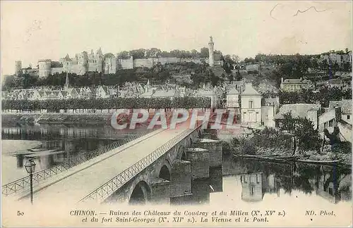 Cartes postales Chinon Ruines des Chateaux du Coudray et du Milieu (Xe XVe s)