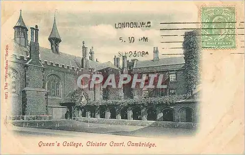 Ansichtskarte AK Cambridge Queen's College Cloister Court