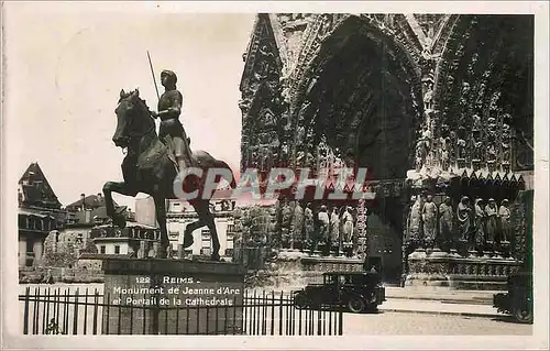 Moderne Karte Reims Monument de Jeanne d'Arc et Portail de la Cathedrale