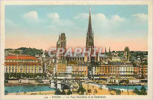 Cartes postales Rouen le Pont Boieldieu et la Cathedrale