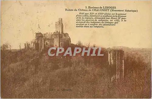 Cartes postales Environs de Limoges Ruines du Chateau de Chalusset (Monument Historique)