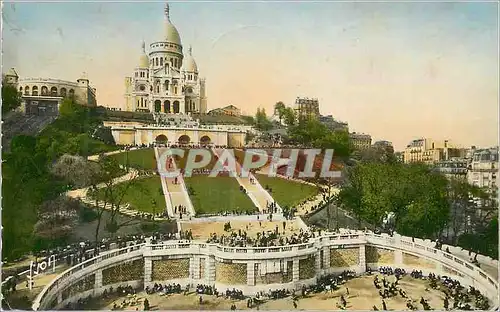 Cartes postales moderne Paris en Flanant la Basilique du Sacre Coeur et l'Escalier Monumental