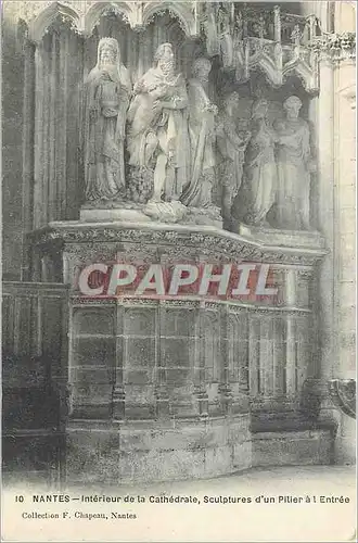 Cartes postales Nantes Interieur de la Cathedrale Sculptures d'un Pilier a l'Entree
