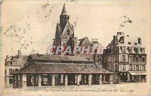 Cartes postales Mamers Les Halles et l'Eglise Saint Nicolas (XIVe et XVe S)