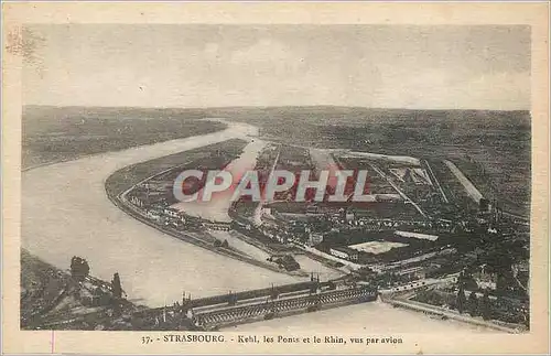 Cartes postales Strasbourg Kehl les Ponts et le Rhin vus par Avion