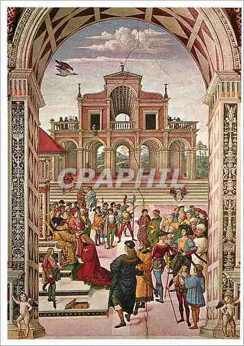 Cartes postales moderne Pinturiccho Aeneas Piccolomini Couronnee poete par Frederic III