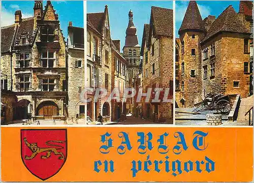 Cartes postales moderne Sarlat en Perigord (Dordogne) La Maison de la Boetie Place et Rue de la Liberte La Rue Magnana