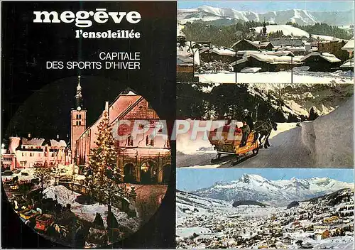 Moderne Karte Megeve Capitale des Sports d'Hiver Altitude 1113 metres Haute Savoie France