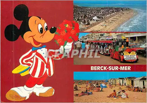 Cartes postales moderne Berck sur Mer (P de C) La Cote d'Opale Vue Generale Le Petit Train et la Plage Mickey Mouse Walt
