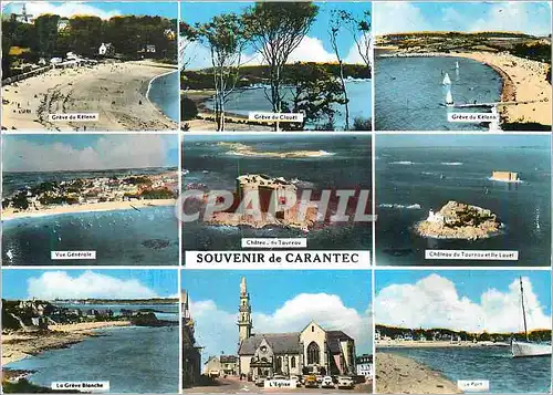 Cartes postales moderne Souvenir de Carantec Greve du Kelenn Greve du Clouet Ch�teau du Taureau Le port L'eglise