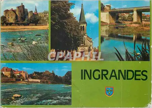 Cartes postales moderne Ingrandes (Indre) Vue d'ensemble L'Eglise Le Pont Les Bords de l'Anglin