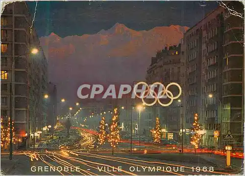 Moderne Karte Grenoble au Crepuscule Ville Olympique 1968 Les Grands Boulevards et Belledonne