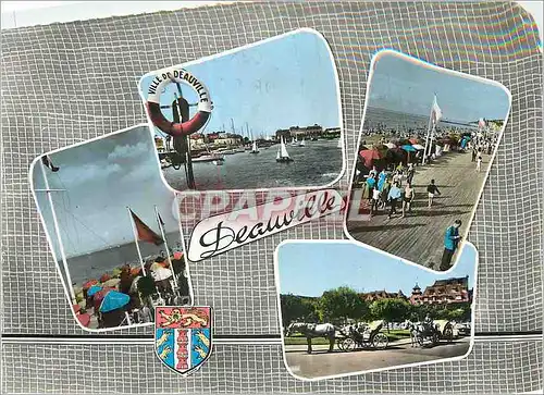 Cartes postales moderne Deauville (Calvados) La Plage Le Bassin des Yachts Les Planches Les Fiacres et le Normandy Hotel