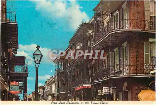 Moderne Karte New Orleans Iron Lace Balconies in the Vieux Carre American's most Interesting City