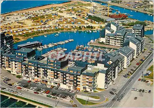 Moderne Karte Courseulles sur mer (Calvados) Vue d'ensemble du Nouveau Port et le Camping Bateaux