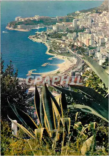 Moderne Karte Principaute de Monaco Reflets de la Cote d'Azur Vue Panoramique de la Plage du Larvotto