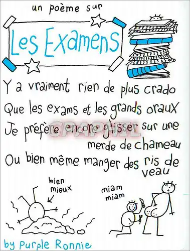 Cartes postales moderne Un Poeme sur les Examens Y a Vraiment rien de plus Crado Que les Examens