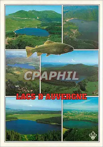 Moderne Karte Les Lacs d'Auvergne Le Lac de Guery de Chambon d'Adat de Pavin de Serviere et le Gour de Tazenat