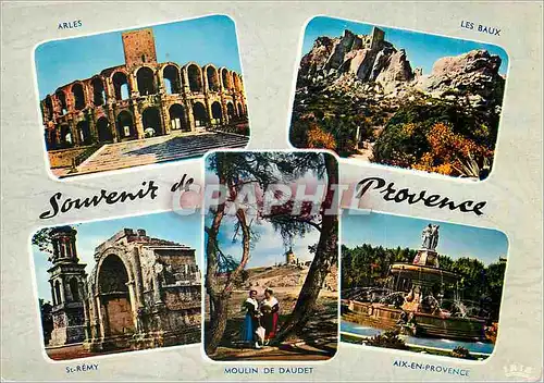 Cartes postales moderne Souvenir de Provence Arles St Remy Moulin de Daudet Les Baux Aix les Bains