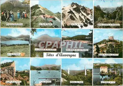Cartes postales moderne Sites d'Auvergne Devant le Puy de Dome Le Pas de Peyrols Le Puy de Sancy Rochers Tuilleres et Sa