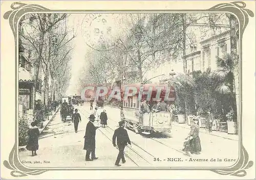 Moderne Karte Nice Avenue de la Gareen 1909 (Aujourd'hui Avenue Jean Medecin) Tramway