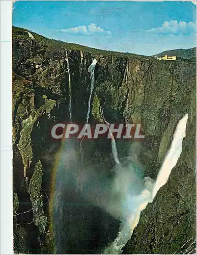 Cartes postales moderne Norway Fossli Hotel and voringfoss Waterfall 597 feet high