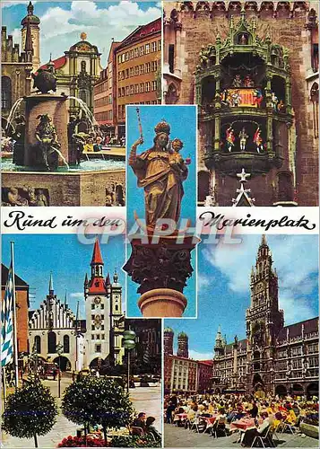 Moderne Karte Munich Monaco d b Fischbrunnen Glockenspiel altes Rathaus Neues Rathaus